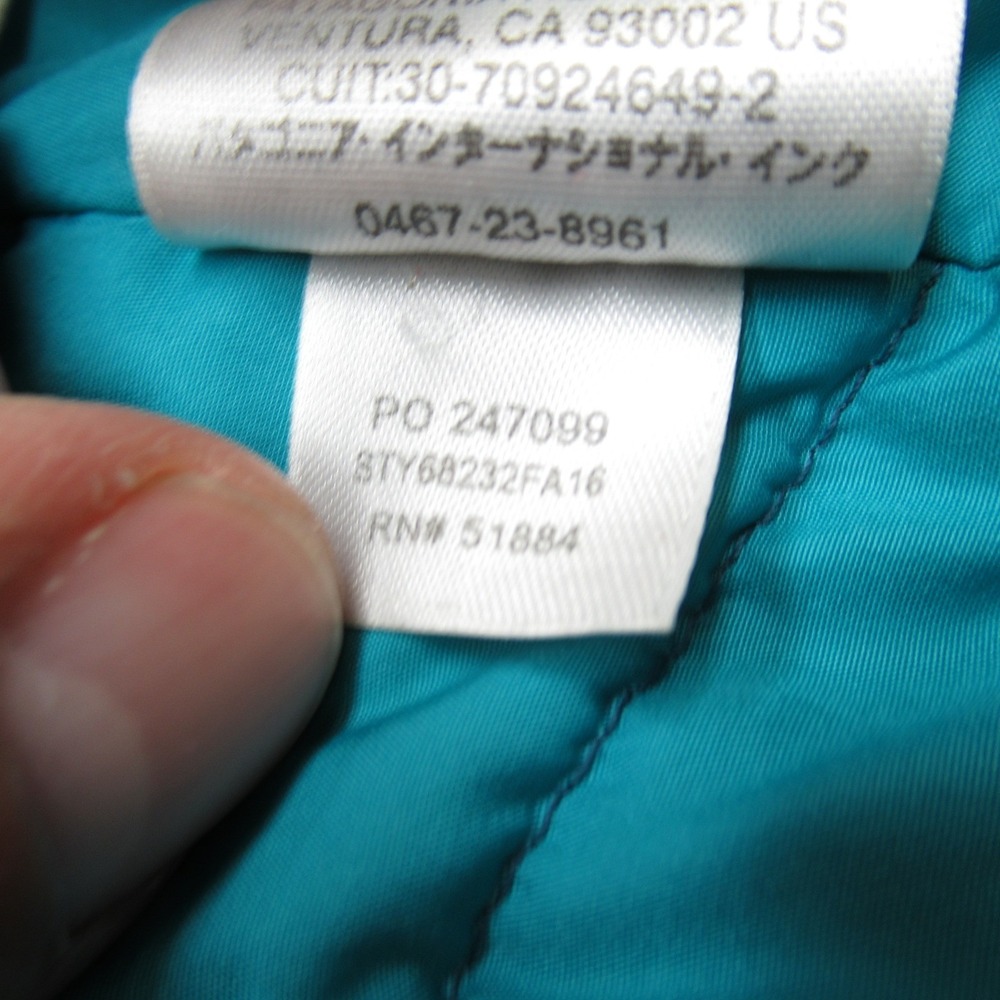 Patagonia Down Sweater Down‎ Jacket Girls XL 14 Teal Tree Print Puffer Warm READ - Picture 12 of 16